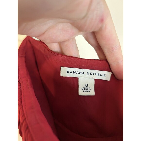 Vintage Banana Republic 100% Silk Strapless Mini Dress Size 0 Red Satin Velvet - Picture 4 of 4